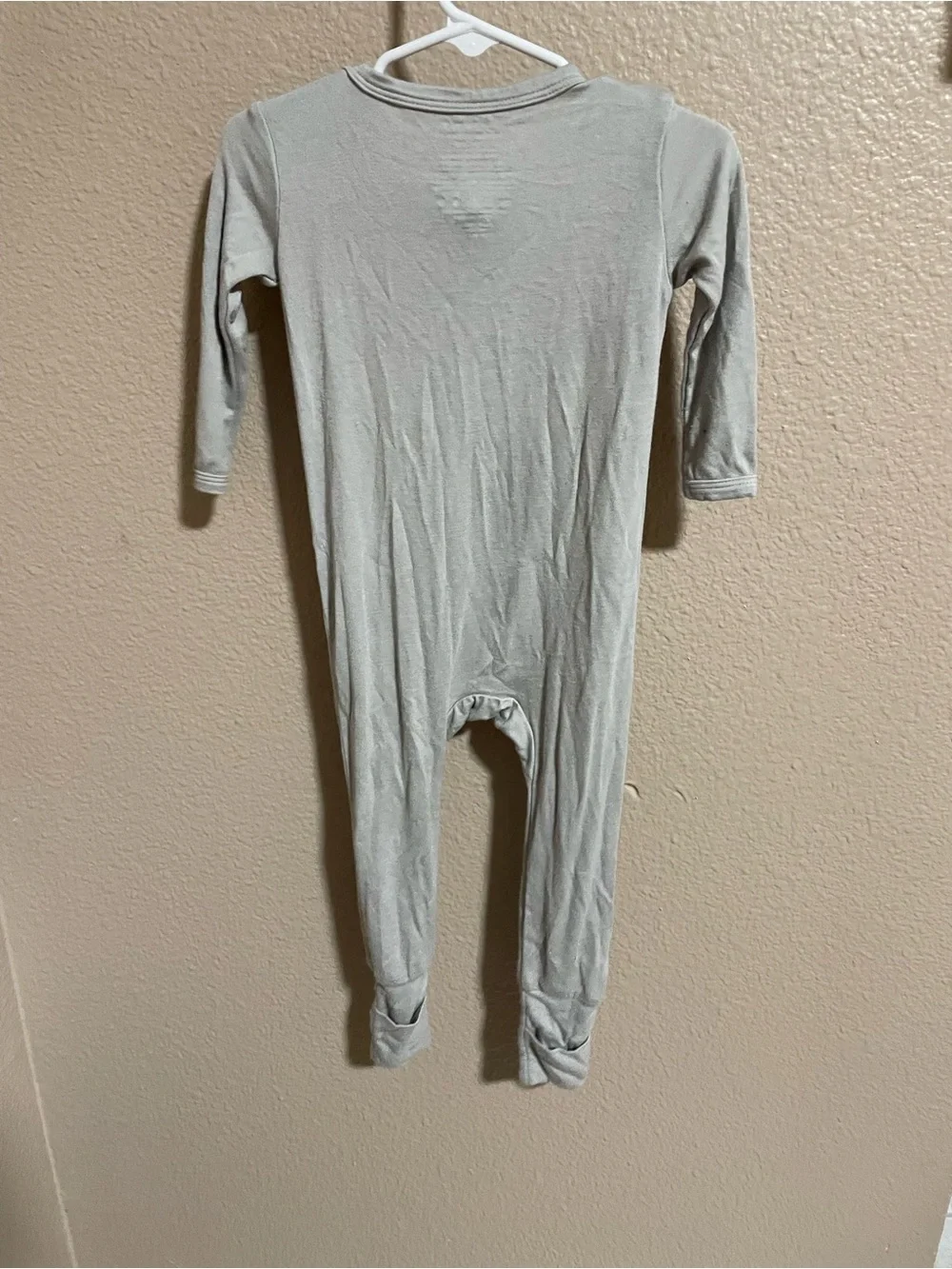 Zip-Front Kids Footed Pajamas in Light Gray